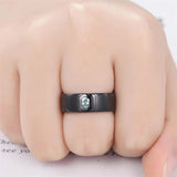 Sterling Silver Personalized Engraved Moss Agate Wedding Rings Promise Ring for Men