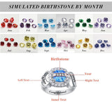 Sterling Silver Personalized Birthstone Engraved Class Ring for Women Gift for Students