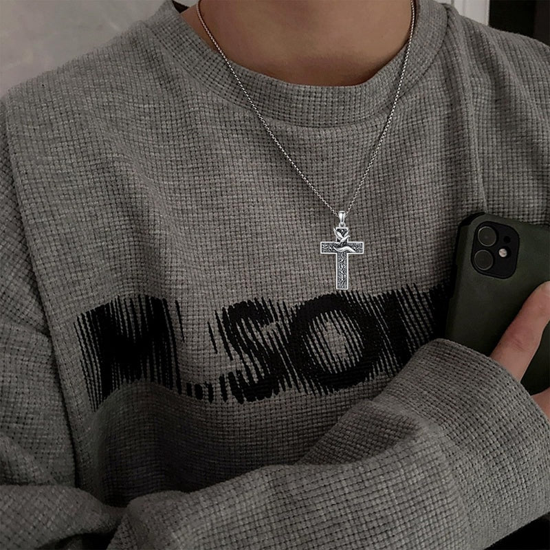 Sterling Silver Cross Pendant Necklace Christian Religious Jewelry Gifts for Anniversary