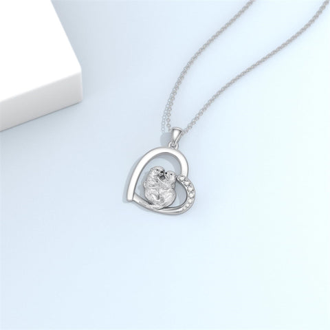 Sterling Silver Cubic Zircon Otter Pendant Necklace