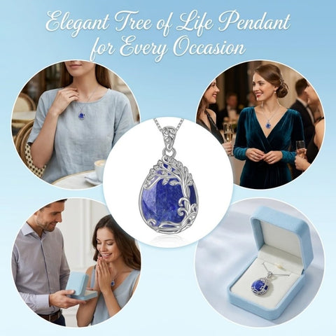 14K Gold Plated Teardrop Tree of Life Necklace for Women
