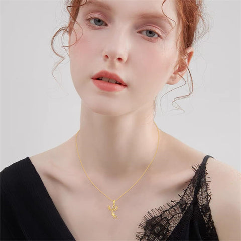 10K 14K 18K Yellow Gold  Phoenix Pendant Necklace for Women