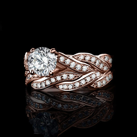 14K Gold Plated  1.5CT Cubic Zirconia  Wedding Bands Engagement Rings Promise Rings for Her