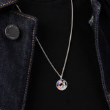 Sterling Silver Frog Flag Puerto Rico Pendant Necklace
