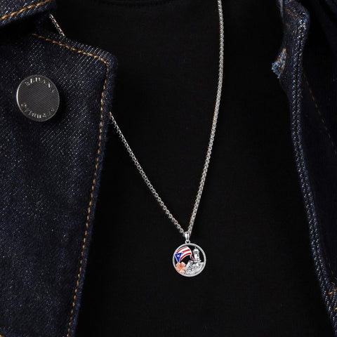 Sterling Silver Frog Flag Puerto Rico Pendant Necklace