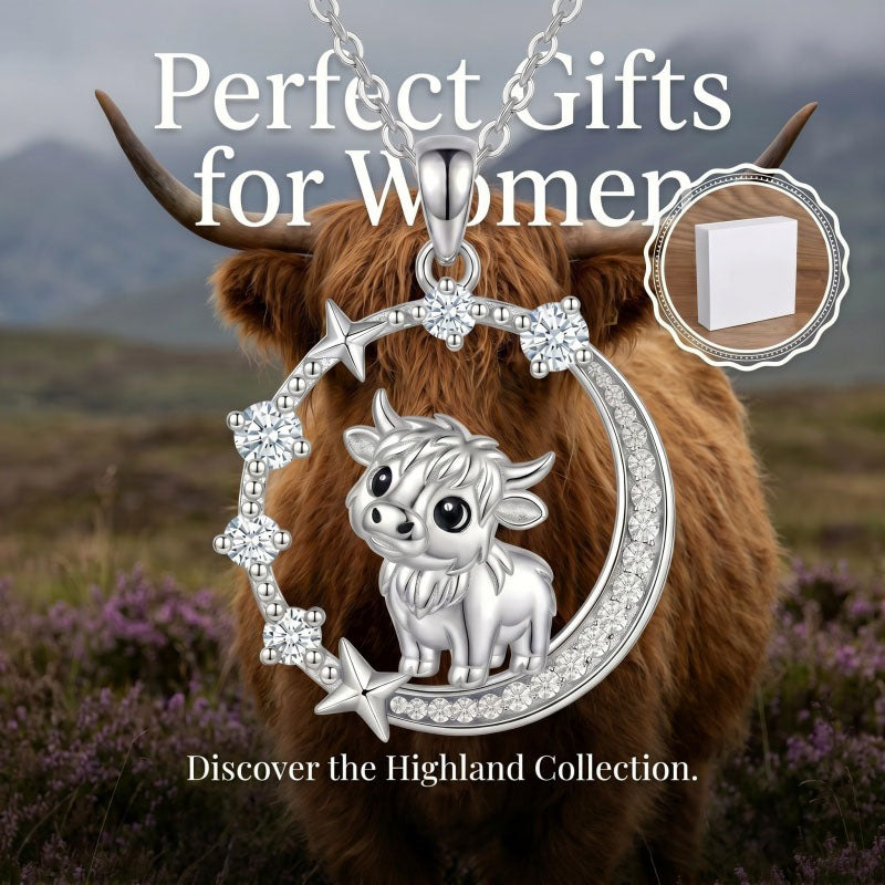 Sterling Silver Cubic Zirconia Raccoon Cat Dog Corgi Otter Highland Cow Pendant Necklace Gift for Birthday Christmas