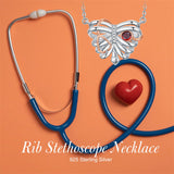 Sterling Silver Heart Rib Cage&Doctor Nurse  Stethoscope Medicine Themed Pendant Necklace
