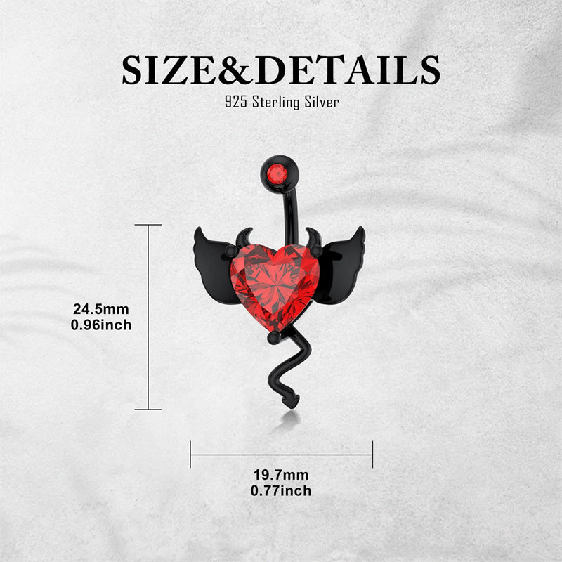 Sterling Silver Cubic Zircon Black Devil Belly Button Ring for Women
