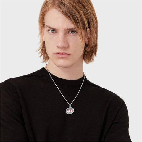 Sterling Silver American Flag Football Basketball Soccer Volleyball Tennis Baseball Pendant Necklace
