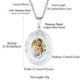 Copper Personalized  Photo Oval Olive Leaf Pendant Necklace