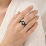 Sterling Silver 10K 14K 18K Gold 1-4CT Moss Agate Engagement Ring Promise Ring