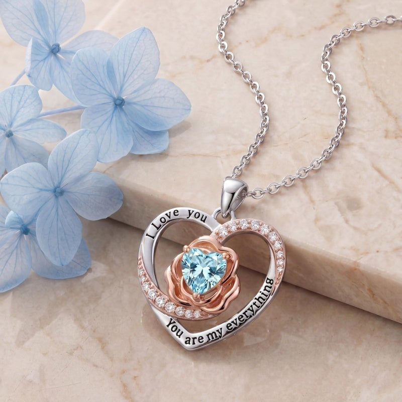 14K Gold Plated  Birthstone Rose Flower Necklaces for Women
