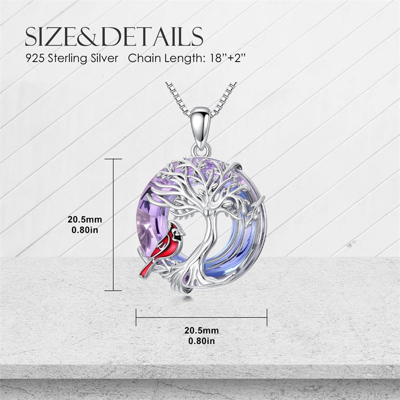 Sterling Silver Crystal Tree of Life Cardinal  Cat Hummingbird Dog Dragonfly Eagle Pendant Necklace