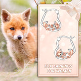 Sterling Silver Fox Frog Leopard Peacock Puppy Animal Hug Hoop Earrings