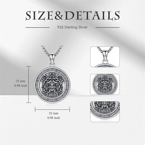 Sterling Silver Medusa Triple Moon Goddess Athena Pendant Necklace for Women