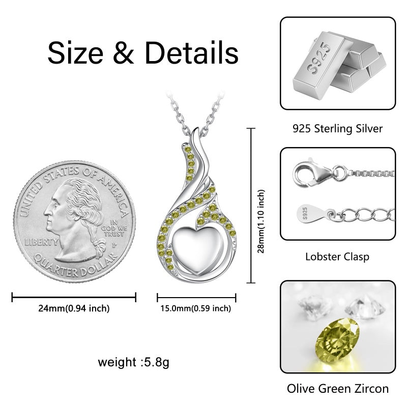 Sterling Silver Heart Shape Tear Dangle Urn Necklace for Ashes