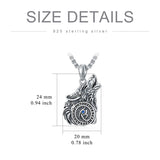 Sterling Silver Viking Wolf Pendant Necklace