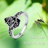 Sterling Silver Vintage Cat Butterfly Dragonfly Hummingbird Snake Ring for Women