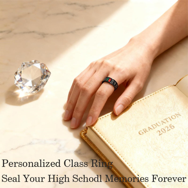 Copper Personalized Engraved Birthstone High School College Class Ring Graduation Ring