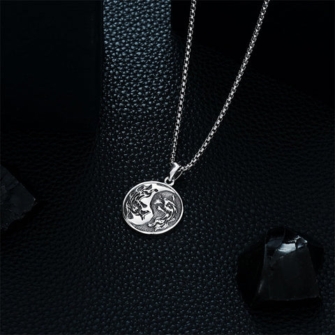 Sterling Silver Yin Yang Wolf Dragon Scorpion Tiger Wolf Phoenix Pendant Necklace