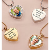 Stainless Steel Personalized Photo Engraved Heart Urn Necklace for Ashes