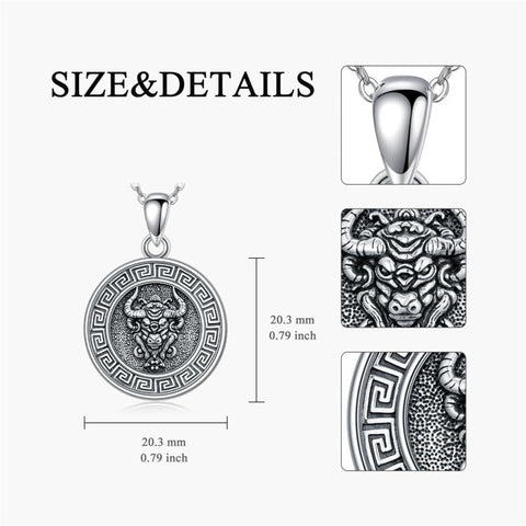 Sterling Silver  Bull Pendant Necklace