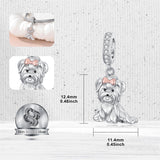 Sterling Silver Cubic Zirconia Yorkshire Boston Terrier Chihuahua Dachshund  Bead Charms
