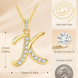 Cubic Zircon 14K Gold Plated Initial Letter A-Z Pendant Necklace