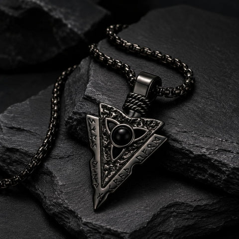 Malachite Turquoise Arrow Pendant Necklace for Men
