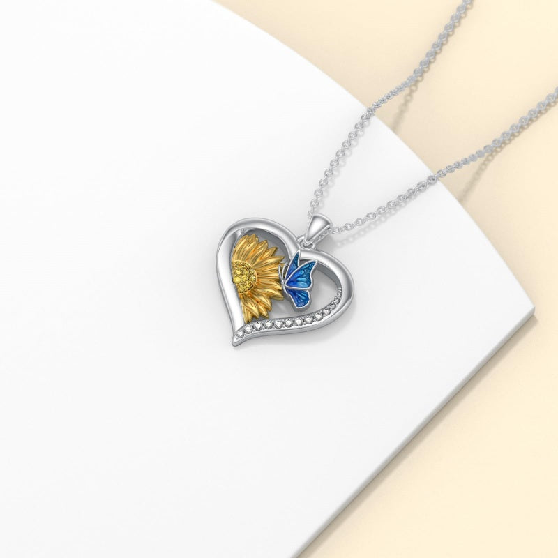 Sterling Silver Heart Bee Dragonfly Butterfly Hummingbird Sunflower Animal Pendant Necklace  Gifts for Christmas