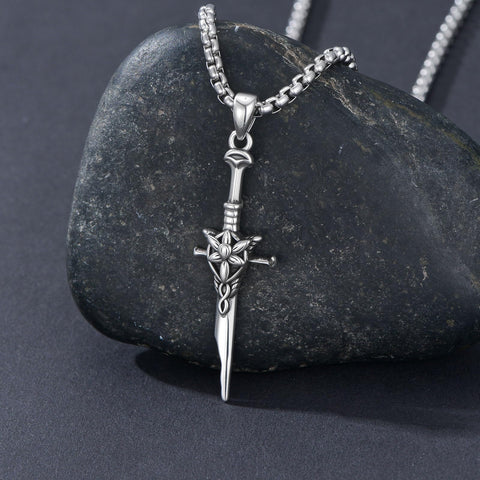 Sterling Silver Medieval Sword Dagger Pendant Necklace