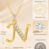 Cubic Zircon 14K Gold Plated Initial Letter A-Z Pendant Necklace