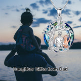 Sterling Silver Father Daughter Heart Pendant Necklace from Dad Gift for Daughter