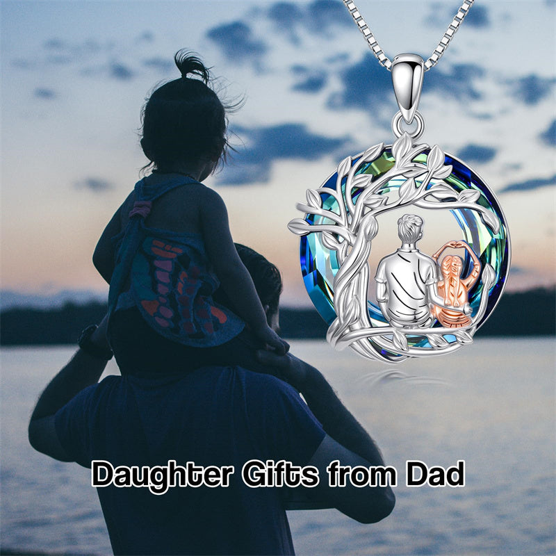 Sterling Silver Father Daughter Heart Pendant Necklace from Dad Gift for Daughter