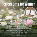 Sterling Silver Daisy Rose Plumeria Lotus Sunflower Cross Pendant Necklace for Women