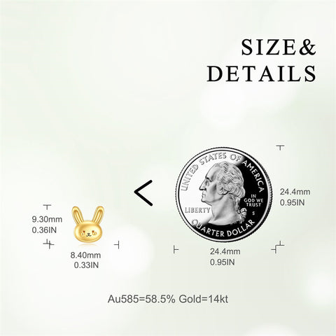 14k Gold Bunny Stud Earrings