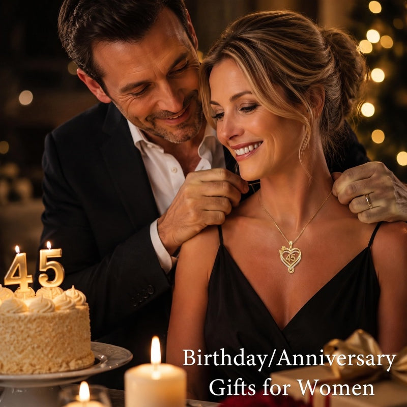 14K Gold  Plated Birthday Anniversary Rose Heart Pendant Necklace for Women
