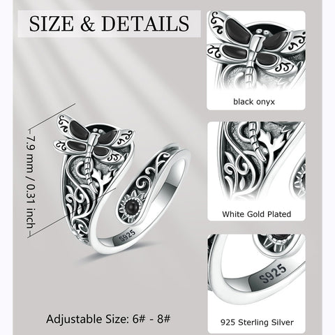 Sterling Silver Oxidized Dragonfly Butterfly Hummingbird Sea Turtle Anchor CrossTree of Life Sunflower Spoon Ring