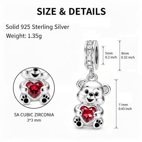 Sterling Silver Lion Red Panda Fox Bear Capybara Charm Beads Christmas Birthday Gift