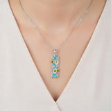 Sterling Silver Abalone Shell Bar Cardinal Bee Butterfly Hummingbird Dragonfly Phoenix Pendant Necklace for Women