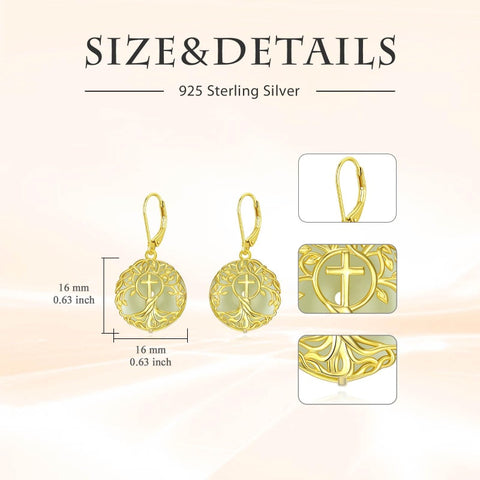 14K Gold Plated Natural Jade  Earrings for Women Good Fortune Jewelry Birthday Mother's Day Gifts