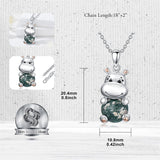 Sterling Silver Moss Agate Hippo  Pendant Necklace