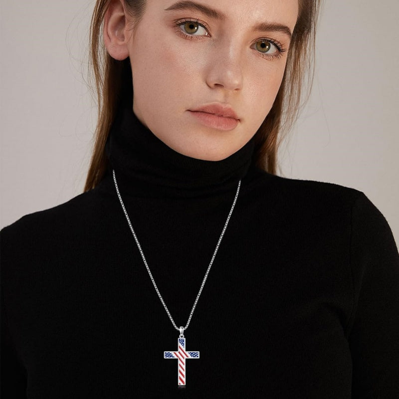Sterling Silver Cross Pendant Necklace Christian Religious Jewelry Gifts for Anniversary