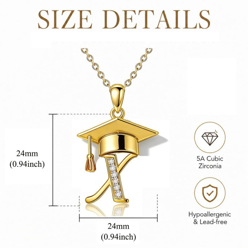 Initial  Graduation 14K Gold Plated Inspiring Grad Pendant Necklace Graduations Jewelry Gifts