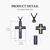 Sterling Silver Cross Religious Necklace for Men