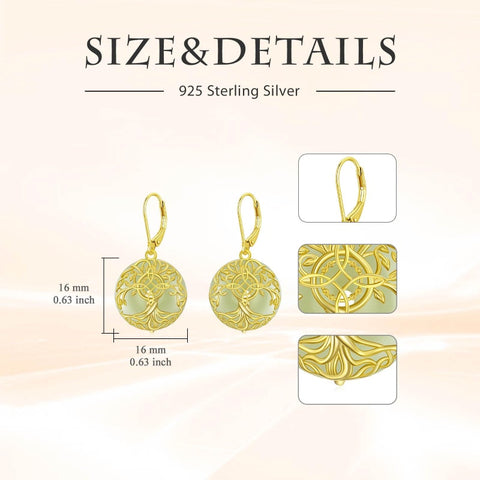 14K Gold Plated Natural Jade  Earrings for Women Good Fortune Jewelry Birthday Mother's Day Gifts