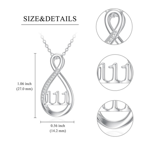 Sterling Silver 111 222 333 444 555 777 888 999 Infinity Angel Number Pendant Necklace