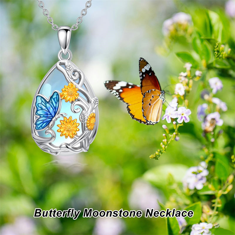 Sterling Silver Blue Dragonfly Pendant Necklace