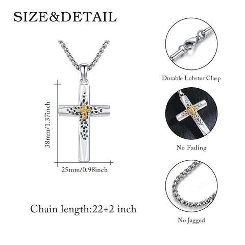 14K Gold Plated Cross Pendant Necklace Protection Jewelry Religious Gift