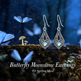 Sterling Silver Moonstone Filigree Bee Dragonfly Hummingbird Butterfly Dangle Earrings for Women Christmas Gift